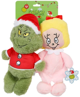 Thumbnail 1: THE GRINCH 2-Piece Holiday Plush Pet Toy Set 