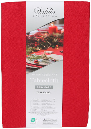 Thumbnail 2: Dahlia Collection 70-Inch Round Water Resistant Tablecloth 