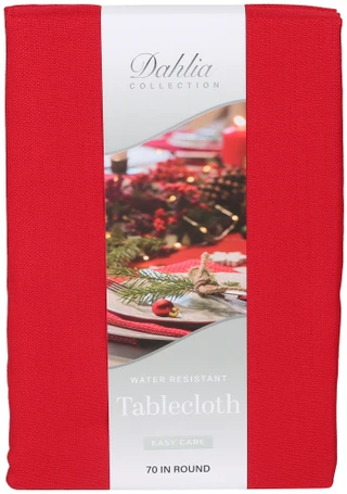 Thumbnail 1: Dahlia Collection 70-Inch Round Water Resistant Tablecloth 