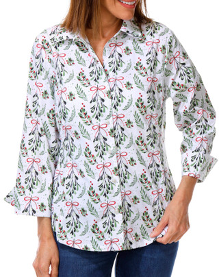 Thumbnail 1: ZAC AND RACHEL Women's Long Sleeve Holiday Woven Top 