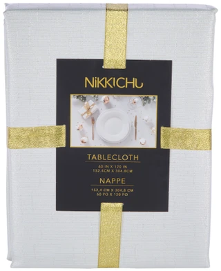 Thumbnail 1: NIKKI CHU 60 x 120 Metallic Tablecloth 