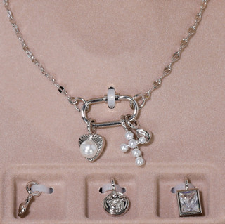 Thumbnail 1: Charm Bar Silver Plated DIY Charm Necklace Set 