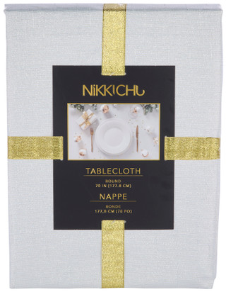 Thumbnail 1: NIKKI CHU 70-Inch Round Metallic Tablecloth 