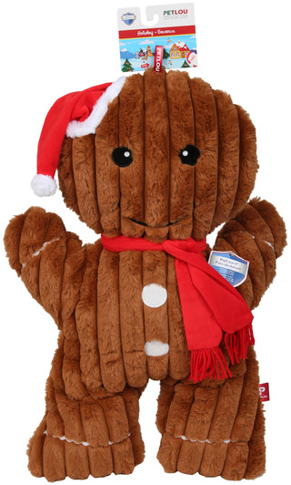 Thumbnail 1: Petlou 24-Inch Gingerbread Man Plush Dog Toy 