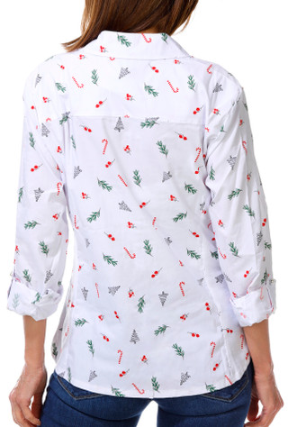 Thumbnail 2: ZAC AND RACHEL Women's Long Sleeve Holiday Woven Top 