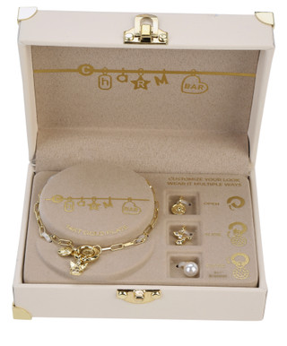 Thumbnail 1: Charm Bar 14K Gold-Plated DIY Charm Bracelet Set 