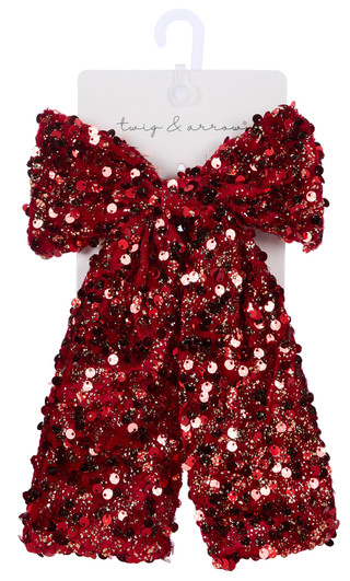 Thumbnail 1: TWIG & ARROW Holiday Sequin Bow Hair Barrette 