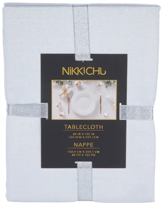 Thumbnail 1: NIKKI CHU 60 x 102 Metallic Tablecloth 