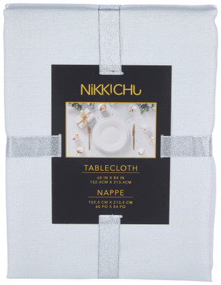 Thumbnail 1: NIKKI CHU 60 x 84 Metallic Tablecloth 