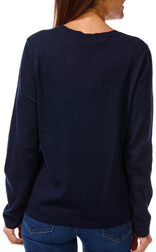 Thumbnail 2: Nautica Women's Bow Jacquard Crew Neck Sweater 