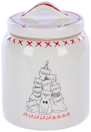 Thumbnail 1: 10 Strawberry Street Medium Holiday Cat Canister 