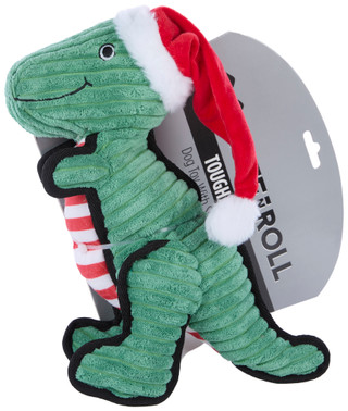 Thumbnail 1: RUFF N ROLL 12-Inch Holiday Dinosaur Tough Dog Toy 