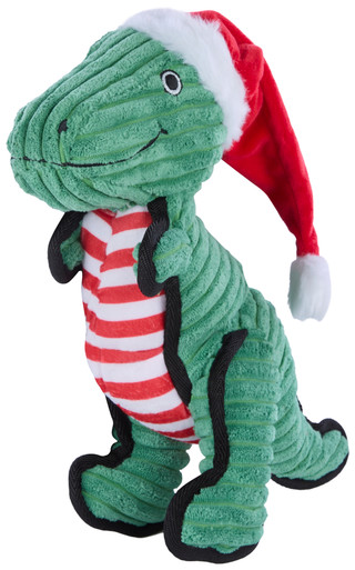 Thumbnail 2: RUFF N ROLL 12-Inch Holiday Dinosaur Tough Dog Toy 