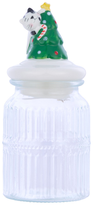Thumbnail 1: 10 Strawberry Street Small Christmas Glass Canister With Figural Lid 