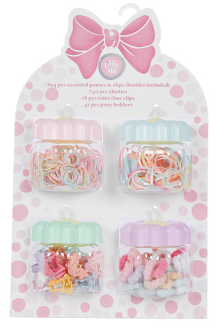 Thumbnail 1: Little Me 804 Pc Assorted Elastics, Ponies & Clips in Jars 