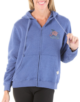 Thumbnail 2: Salt Life Women's Ocean Wash 2 Pocket Zip Hoodie 