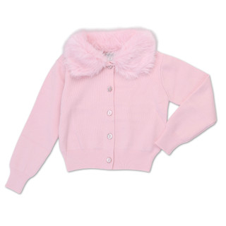 Thumbnail 1: BADGLEY MISCHKA Little Girls Fur Collar Sweater Cardigan  