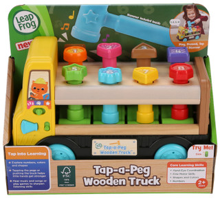 Thumbnail 1: Leap Frog Tap-A-Peg Lights & Sounds Wooden Truck Toy with Hammer 
