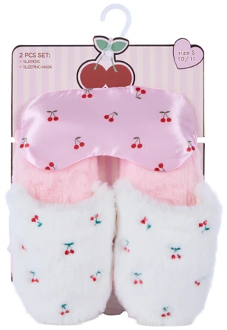 Thumbnail 1: IN MOCEAN Girls' Cozy Slippers & Sleep Mask Set 