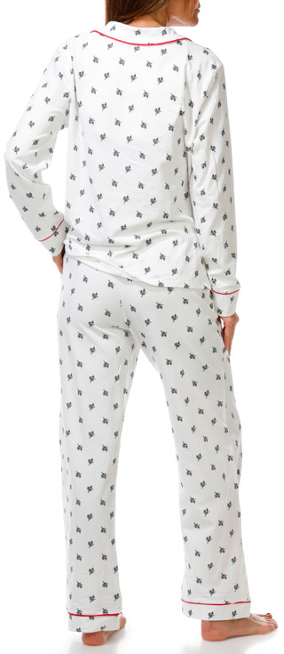 Thumbnail 4: Draper James Women's Long Sleeve Notch Collar Mistletoe Pajama Set 