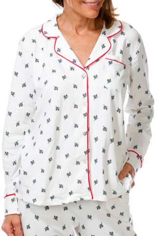 Thumbnail 5: Draper James Women's Long Sleeve Notch Collar Mistletoe Pajama Set 