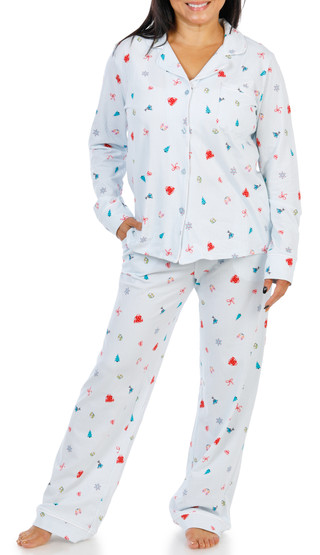 Thumbnail 2: Draper James Women's Long Sleeve Notch Collar Mistletoe Pajama Set 