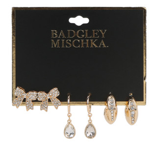 Thumbnail 1: BADGLEY MISCHKA 3-Pair Bow and Crystal Earring Set 