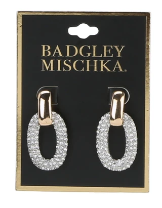 Thumbnail 1: BADGLEY MISCHKA Pavé Oval Hoop Earrings 