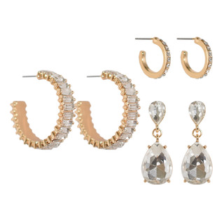 Thumbnail 3: BADGLEY MISCHKA 3-Piece Hoop & Drop Earring Set 