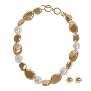 Thumbnail 2: BADGLEY MISCHKA Pearl Accent Necklace & Stud Earrings Set 