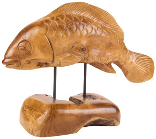 Thumbnail 1: . 24X8X18 Wooden Fish On A Stand  