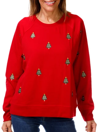 Thumbnail 1: Philosophy Women's Long Sleeve Sequin Tree Knit Top 