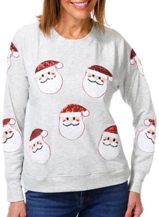 Thumbnail 1: Philosophy Women's Petite Sequin Santa Sweatshirt 