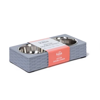 Thumbnail 2: Kasa Pet  3 Pc 12x2 Astor Double Diner Pet Bowl & Stand Set 