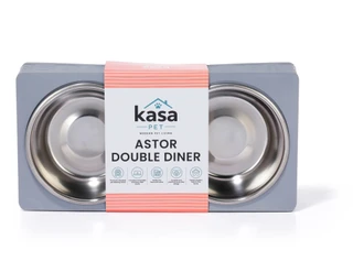 Thumbnail 1: Kasa Pet  3 Pc 12x2 Astor Double Diner Pet Bowl & Stand Set 