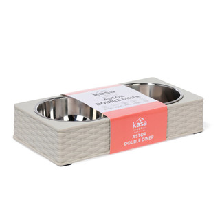 Thumbnail 2: Kasa Pet  3 Pc 14x3 Astor Double Diner Pet Bowl & Stand Set 