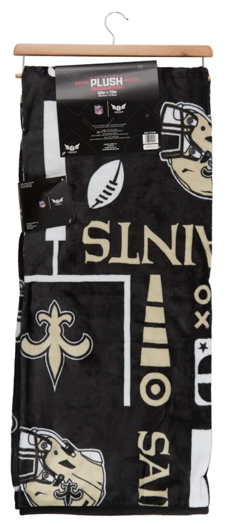 Thumbnail 2: NEW ORLEANS SAINTS 60x70 Super Soft Plush Team Spirit Blanket with Hanger 