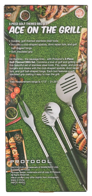 Thumbnail 2: Protocol 3 Pc Golf-Themed BBQ Tools Set 