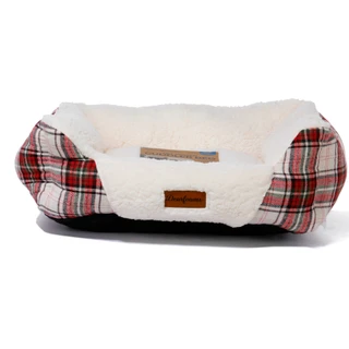 Thumbnail 1: Dearfoams 25x20 Christmas Plaid Sherpa Cuddler Pet Bed 