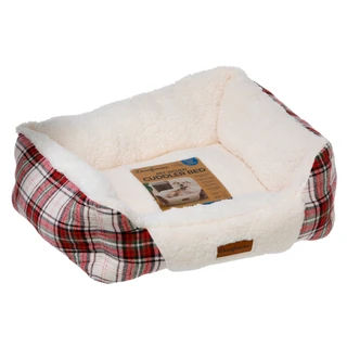 Thumbnail 2: Dearfoams 25x20 Christmas Plaid Sherpa Cuddler Pet Bed 