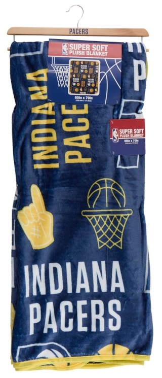 Thumbnail 1: INDIANA PACERS 60x70 Super Soft Plush Team Spirit Blanket with Hanger 