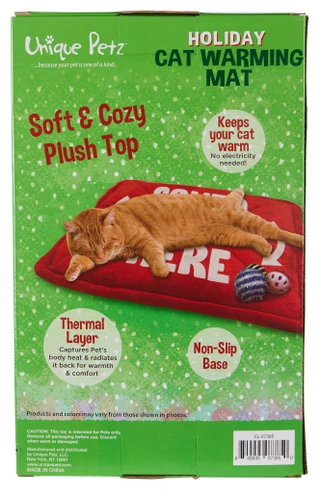 Thumbnail 2: Unique Petz 15x24 Christmas Cat Warming Mat w/ 3 Toys 
