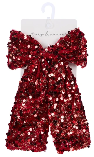 Thumbnail 1: TWIG & ARROW Sequin Bow Hair Barrette 