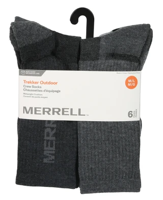 Thumbnail 1: Merrell Men's 6 Pk Trekker Outdoor Crew Socks 