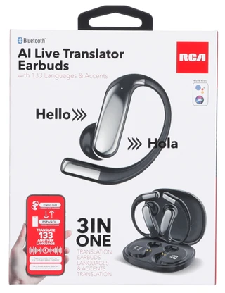 Thumbnail 1: RCA AI Live Translator Earbuds with Case 