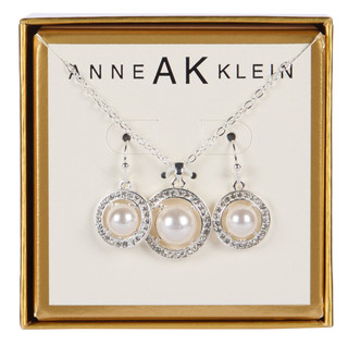 Thumbnail 1: ANNE KLEIN Pearl Halo Necklace & Earring Set 