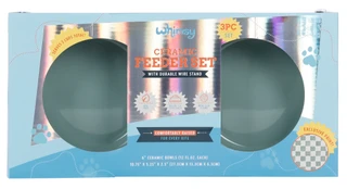 Thumbnail 1: Whimsy Raised 2 Ceramic Bowl Wire Pet Feeder Set 