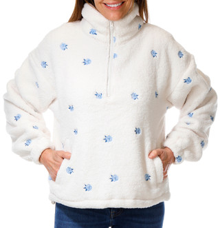 Thumbnail 1: Thread + Supply Women's Floral Embroidered 1/4 Zip Sherpa Pullover 