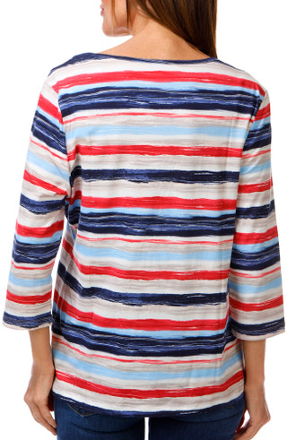Thumbnail 2: Coral Bay Women's 3/4 Sleeve Split Henley Top 