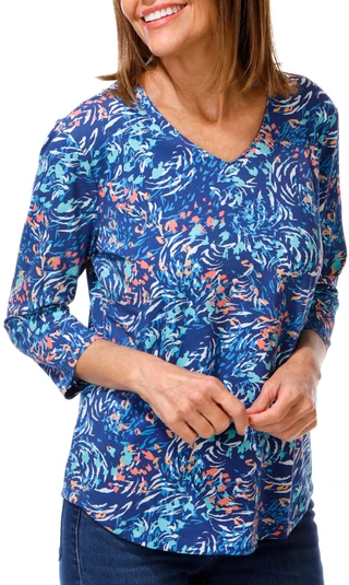 Thumbnail 1: Coral Bay Women's 3/4 Sleeve V-Neck Tee 